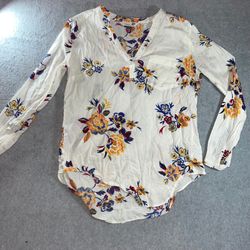 Old Navy The Tunic Shirt Womens Blouse White Floral Medium