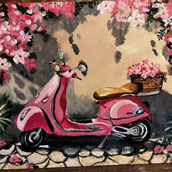 Painting acrylic pink Vespa