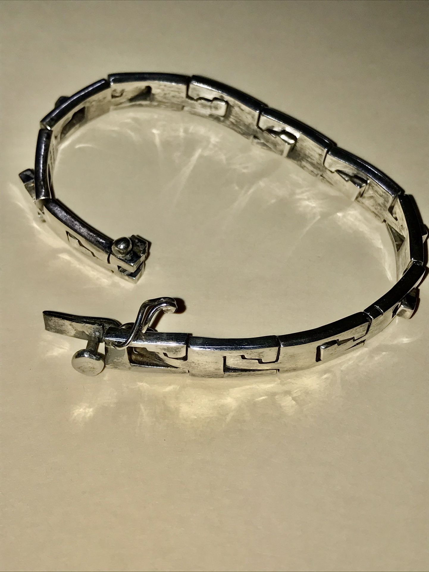 Solid Sterling Silver Heavy Link Bracelet , Secure Locking Clasp, 39 Grams, Stamped