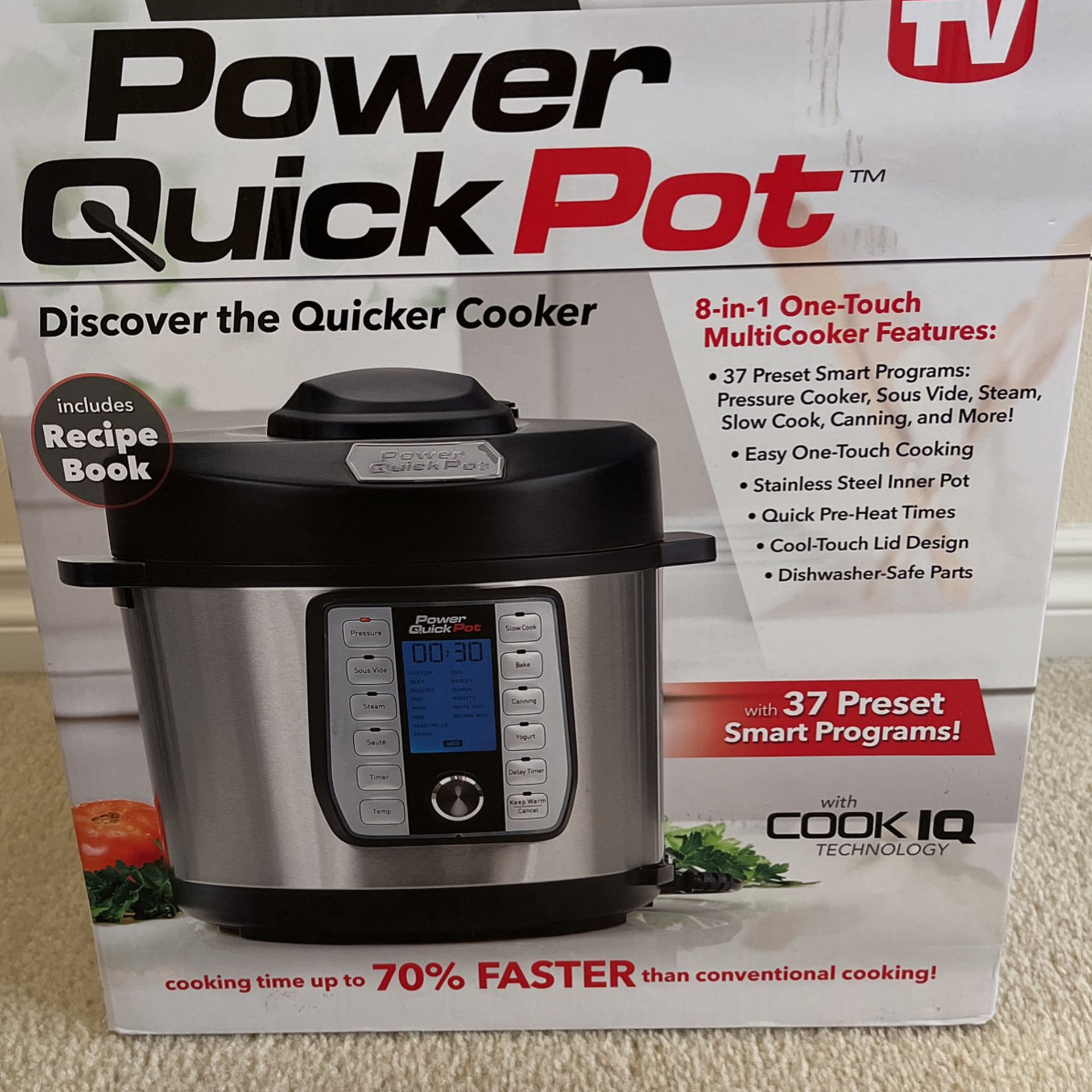 Power Quick Pot 6qt 1200 Watt 8 - In - 1 Multicooker With 37