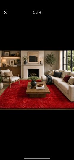 8x10 Area Rugs carpet Rugs shaggy super shaggy thick solid design colors Red