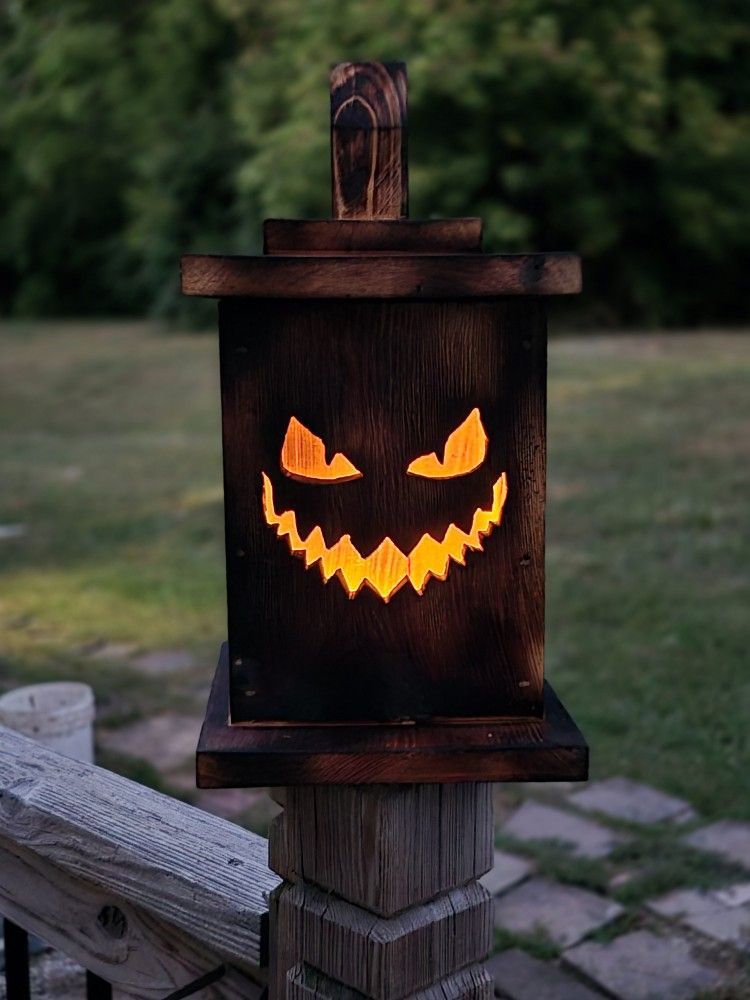 Halloween Hand-made Wooden JACK-O-Lantern