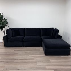New Black Velvet Cloud Couch Sectional
