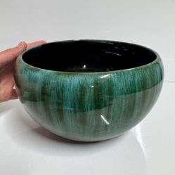 Vintage Green Ceramic Glazed Pottery Bowl