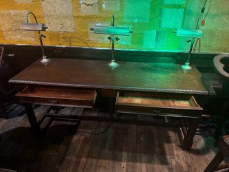 Vintage Dark Wood Library Desk