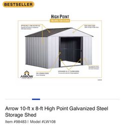  (Arrow 10-ft x 8-ft High Point Galvanized Steel Storage Shed) 
