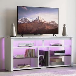 Bestier LED Tall TV Stand for 55/60/65 inch TVs, Modern TV Console with Storage