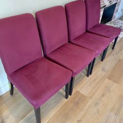 4 IKEA cushion, maroon chairs