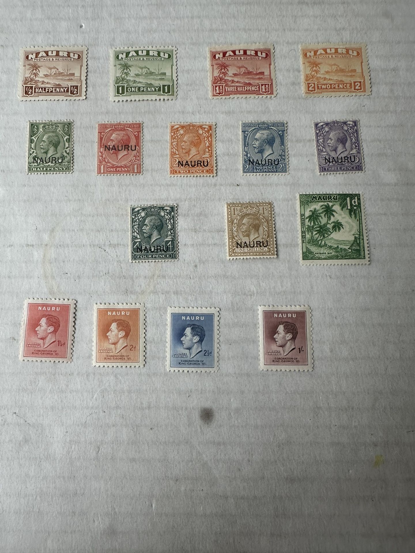 Naura Collection Of 16 Mint Hinged Stamps