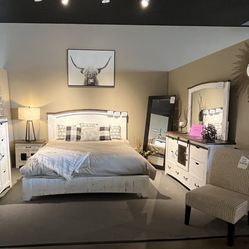 King Bed, Dresser, Mirror And Nightstand 