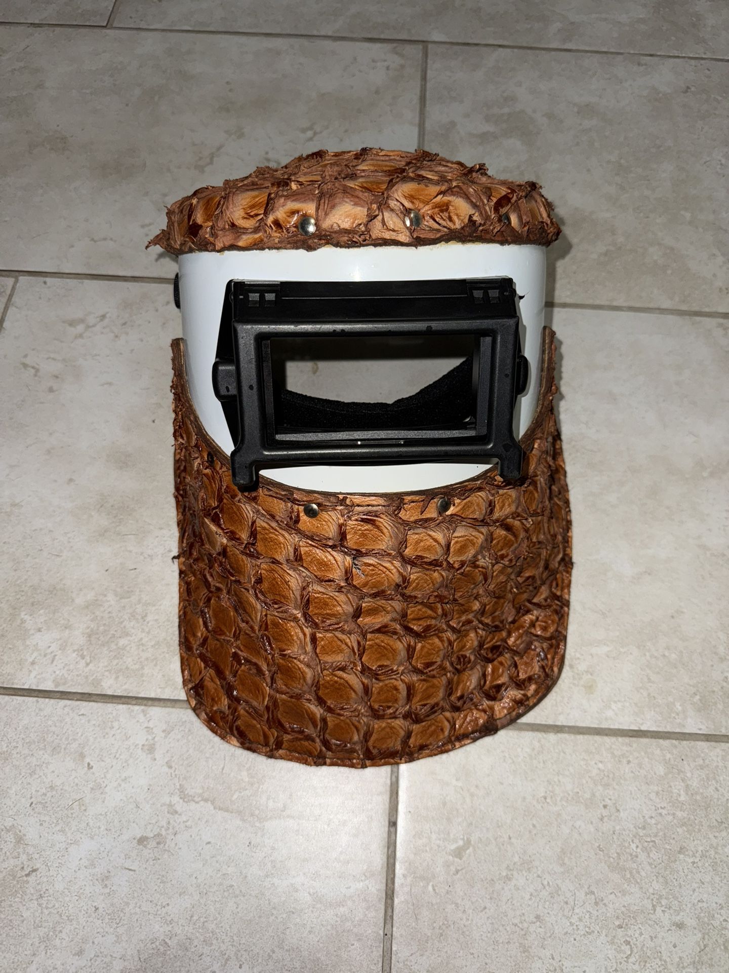 Outlaw Leather Brown Pirarucu Welding Hood