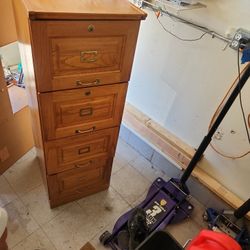 Oak Desk With Top Hutch And Matching File Cabinet