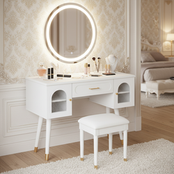 Amara Makeup Vanity Table Set with Charging Station