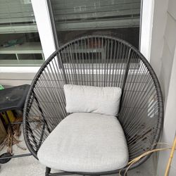 StyleWell Dark Gray 3-Piece Steel Papasan Rope Outdoor Patio Set