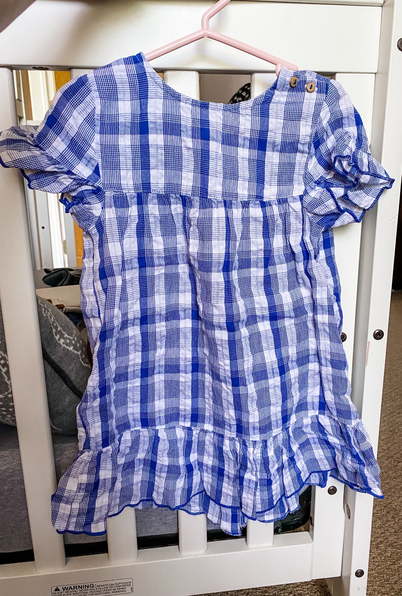 LIKE NEW- Zara Girls Size 2-3 Blue And White Plaid Dress (button Back)
