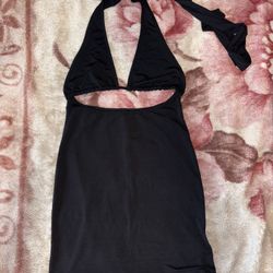 SHEINsky Black Halter Cutout Mini Dress