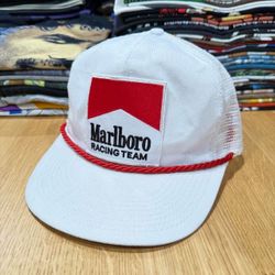 Vintage Marlboro Racing Team White Trucker Hat