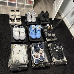 Sneaker Bundle for Sale – OG Jordans + Rare Drops (9 Pairs) Selling off the vault — mostly size 8 (one 7Y, one 9.5)!