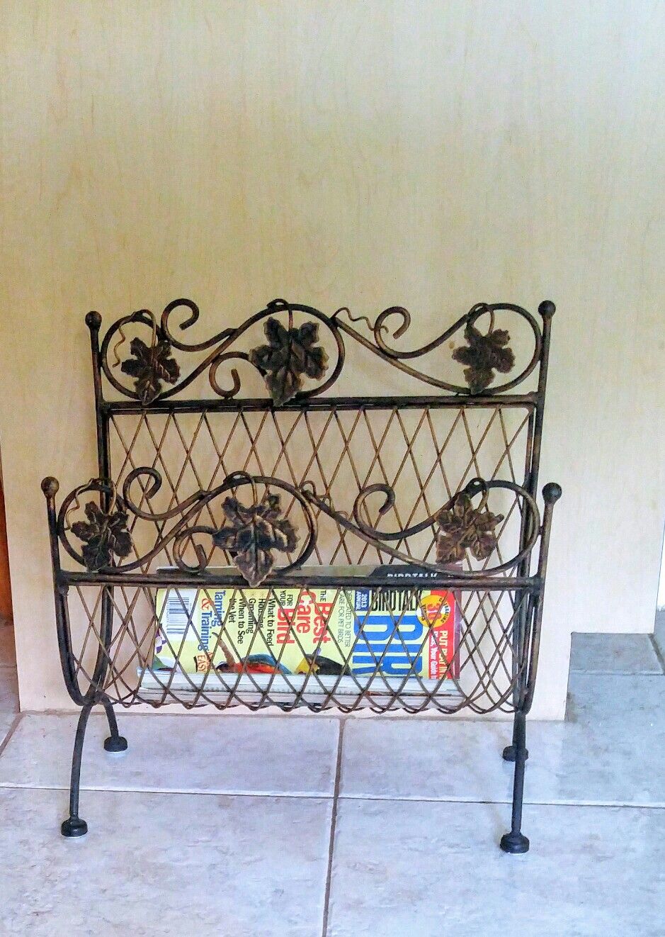 *REDUCED* Metal Leaf Wrought-Iron Magazine / Book Rack