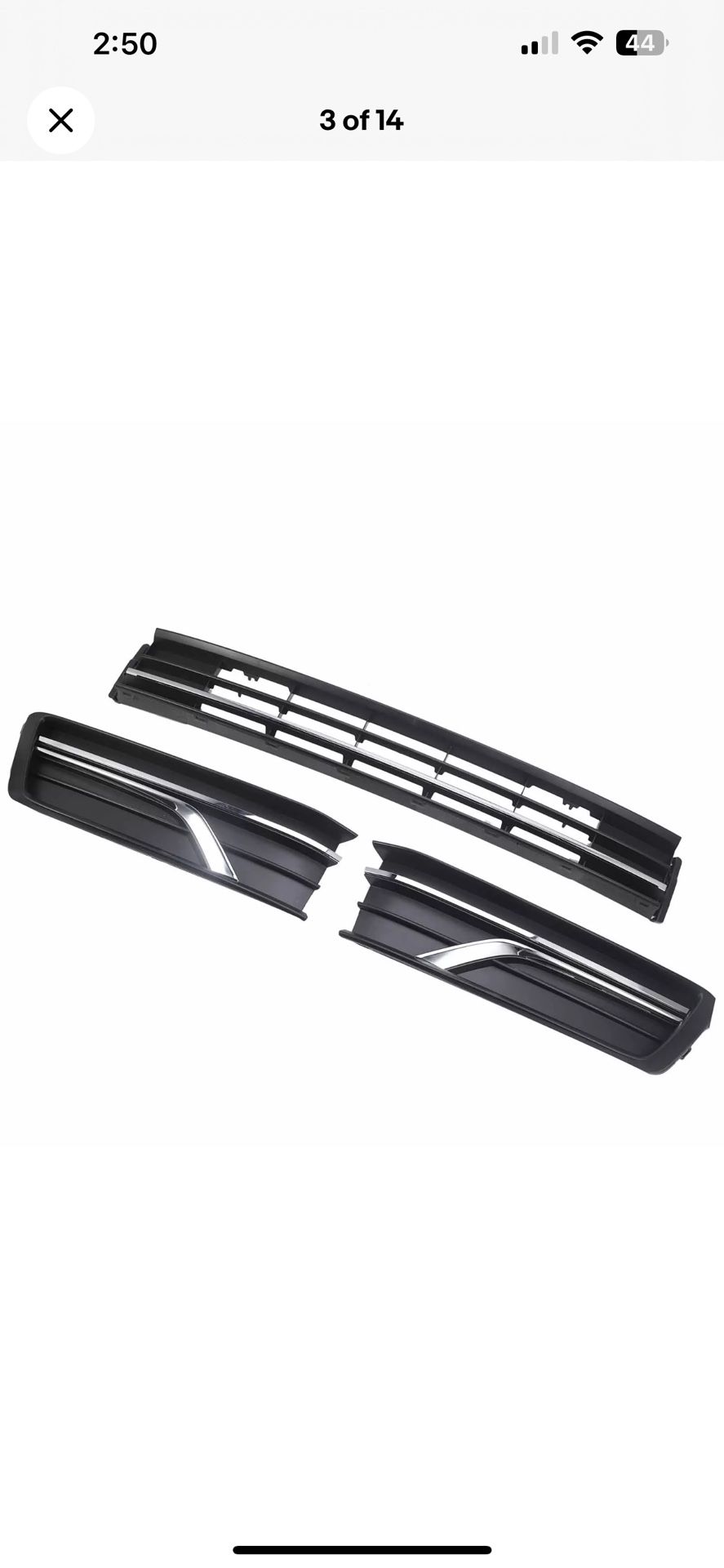 Front Bumper Lower Grille + Fog Light Bezels Cover Set For 2016-2019 Vw Passat