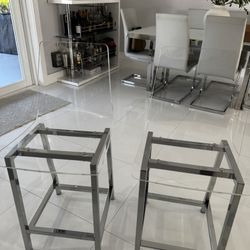 Set Of 2 Acrylic Stainless Steel Bar Stools 