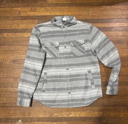 Gray Striped Flannel Shirt Jacket Medium