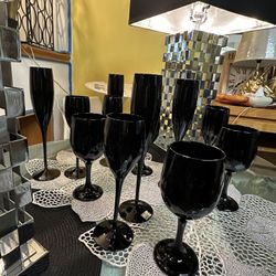 🌟Beautiful Black Mikasa Champagne Goblets (12)🌟