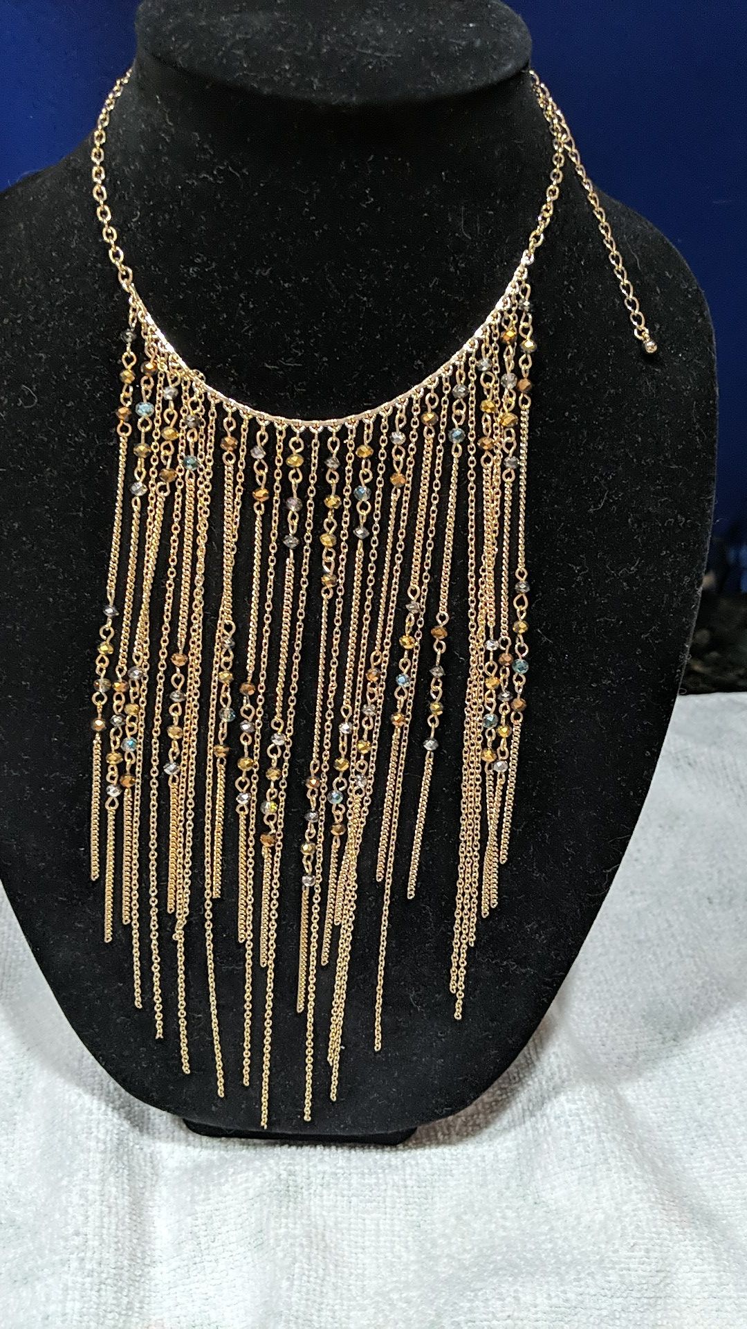 Multi strand gold and bead necklace