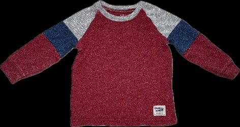 red and gray OshKosh B'gosh long-sleeve colorblock shirt