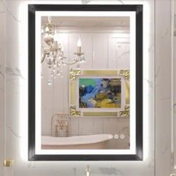 24" X 36" Black Framed LED Bathroom Mirror