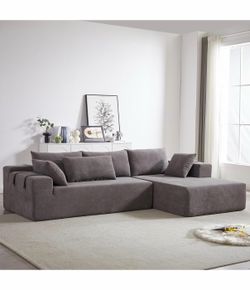 108' Modular L-Shape Upholstered Cloud Couch, Modern Minimalist Sectional Sofa