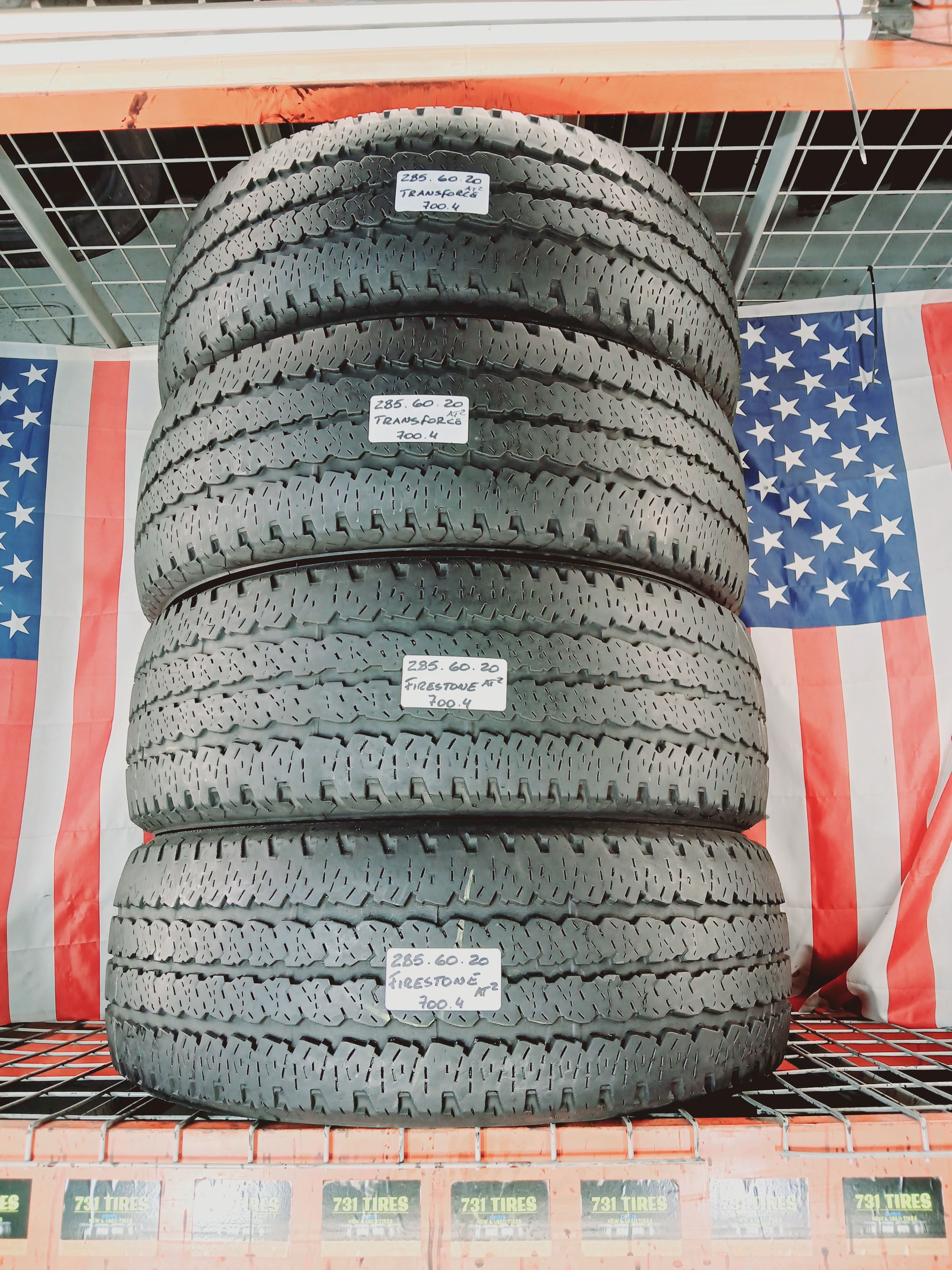 LT285/60R20 FIRESTONE TRANSFORCE A/T 10PR LOAD E 285 60 20 USED TIRES SILVERADO 2500HD 3500HD GMC SIERRA F250 F350 RAM2500 RAM3500 TUNDRA RAPTOR BRONC