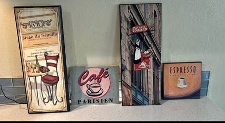 European style wall decor. Coffee bar art.