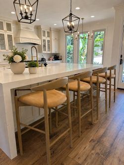 Brand New Pottery Barn Seadrift Leather Bar Stools (Set of 4)
