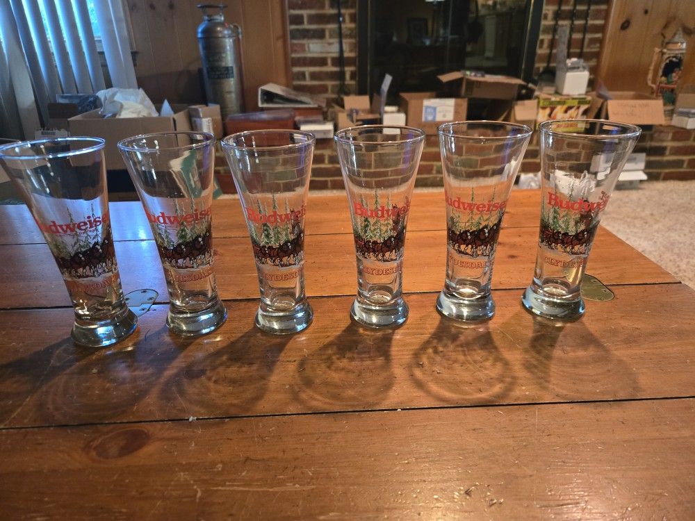 Set Of 6 Budweiser Clydesdale Pilsners