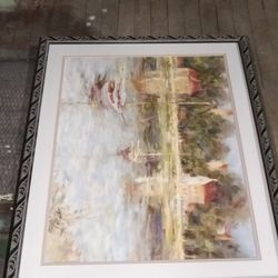 Lake Print Framed And Matted Art Deco Piece 