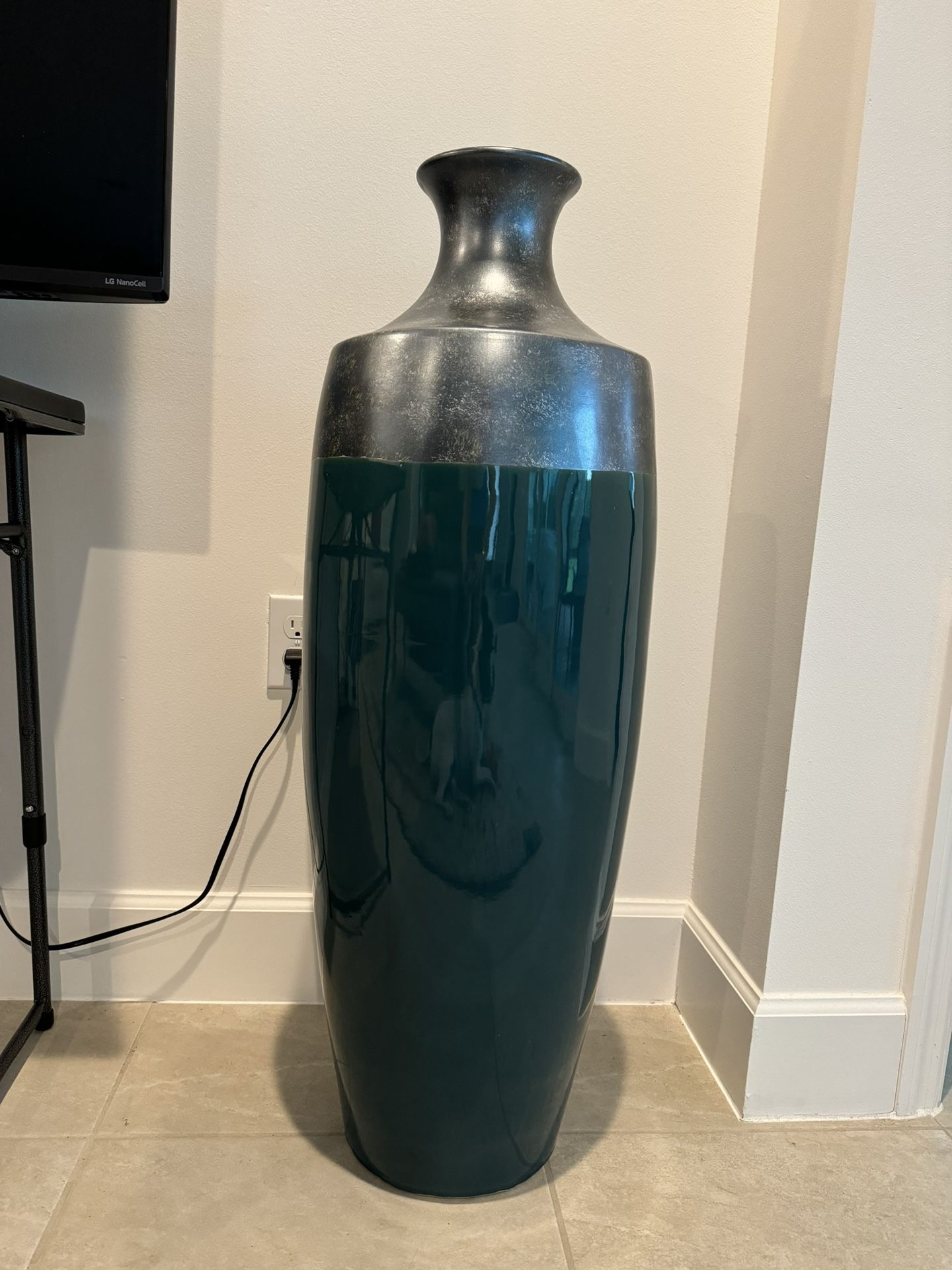 Teal And Silver Floor Vase Originally From Z Gallerie