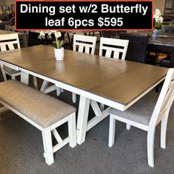 STORE CLOSING !!!! New Big Dining Table With 2 Butterfly Leaf  ((( 6pcs )))
