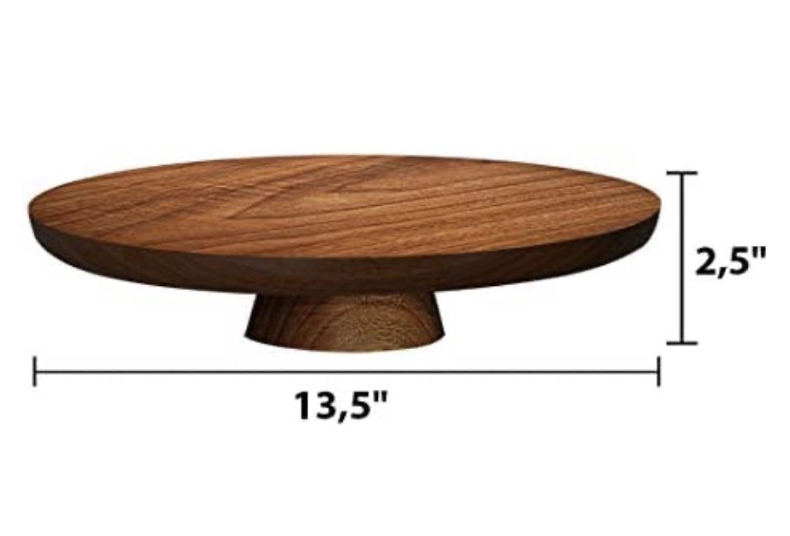 Round wood cake stand - 13.5”