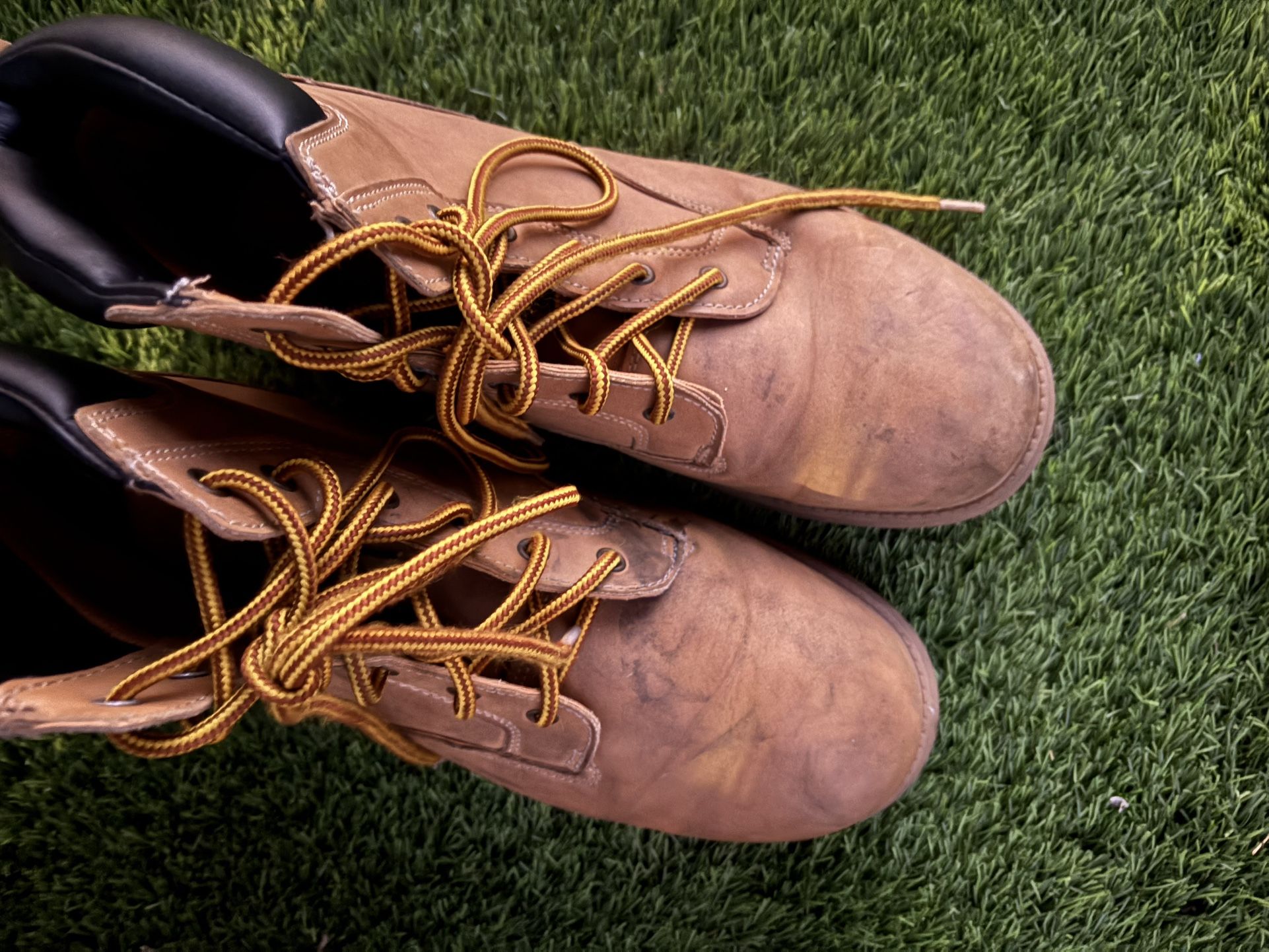 Ozark Trails Brown Faux Leather Mens Work Fashion Dress Hi Top Boots Size 11 1/2