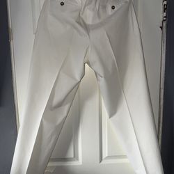 Prada Men's White Cotton Dress Pants Button & Zipper Flat Front Straight Leg