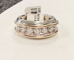 Size 11 10kt WG Mens Wedding Band 10.1g 1.25ctw
