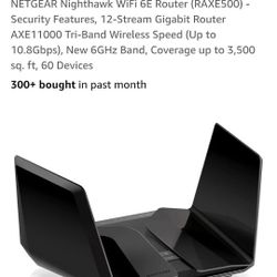 NETGEAR Nighthawk WiFi 6E Router (RAXE500)- Security Features, 12-Stream Gigabit Router AXE11000