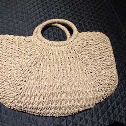 Woven Straw Insulated Beach Tote Bag | Raffia Boho Handbag w/ Drawstring Lining