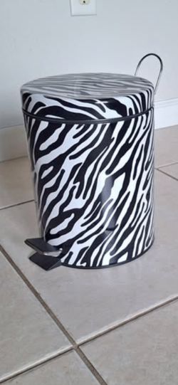 Zebra-Print Pedal Trash Trashcan