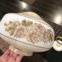 VINTAGE CEILING LIGHT GLASS COVER ACORN GLOBE BROWN FLORAL