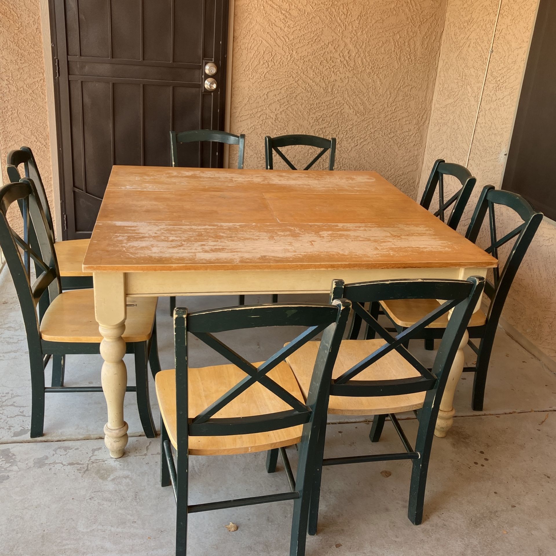 Table And Chairs. 8 Seater. Wood Solid.