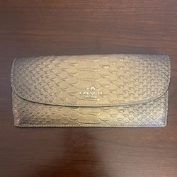 Coach Python Embossed Metallic Leather Wallet