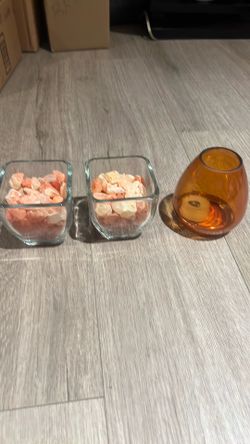 🧂 Himalayan Pink Salt Crystals & Amber Glass Vase – 3 PCS