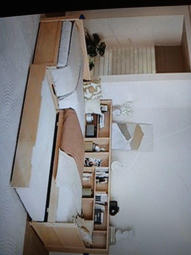 Ridley Beige Twinsize L SHAPED DAY BED WITH BOOKCASE,HEADBOARD,AND STORAGE DRAWER,TRUNDLE INCLUDED